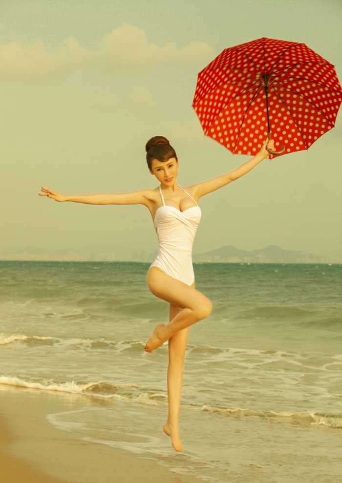 高清海边舞蹈的芭蕾女孩图集