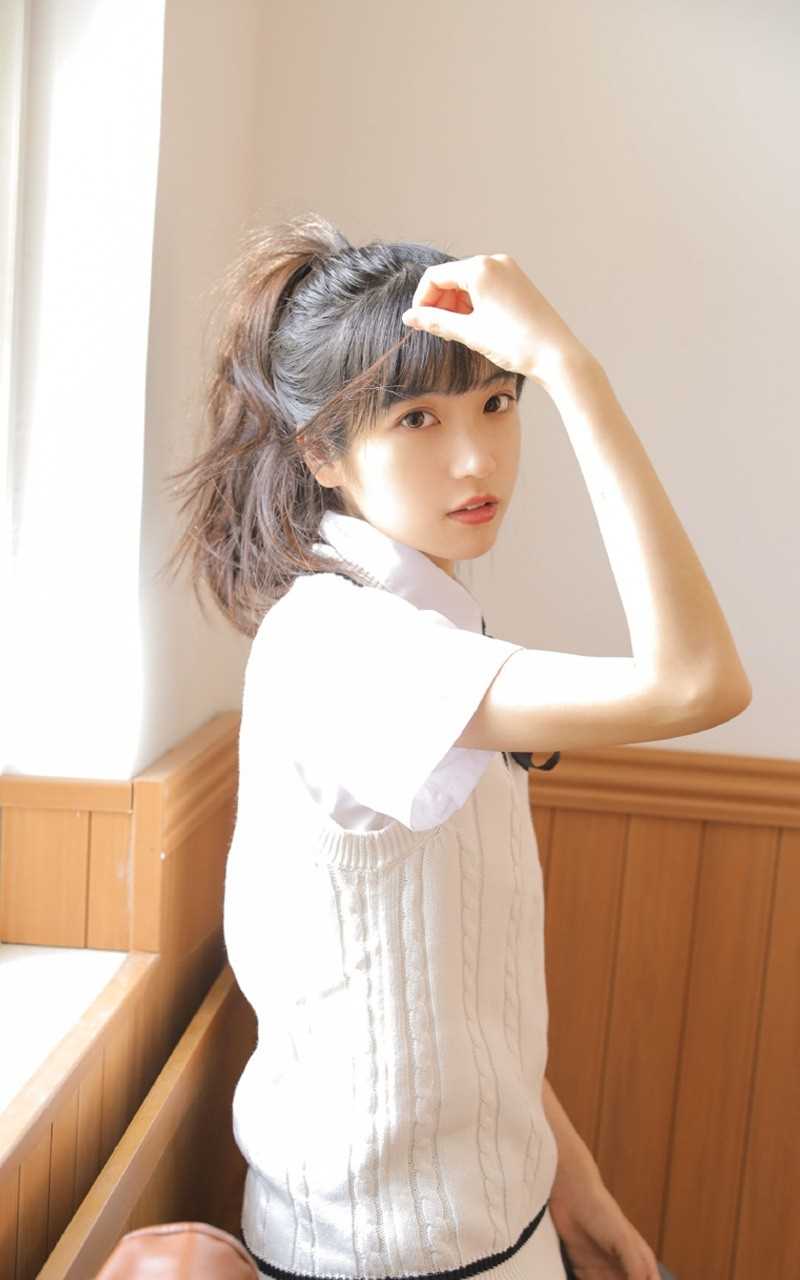 高清单马尾日系清纯温婉甜美少女阳光笑容惑图册