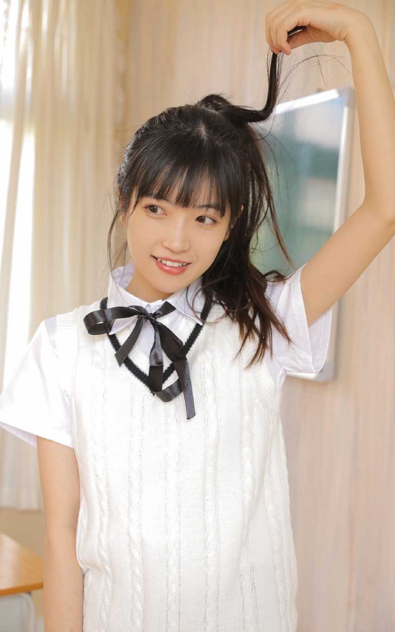 高清单马尾日系清纯温婉甜美少女阳光笑容惑图册