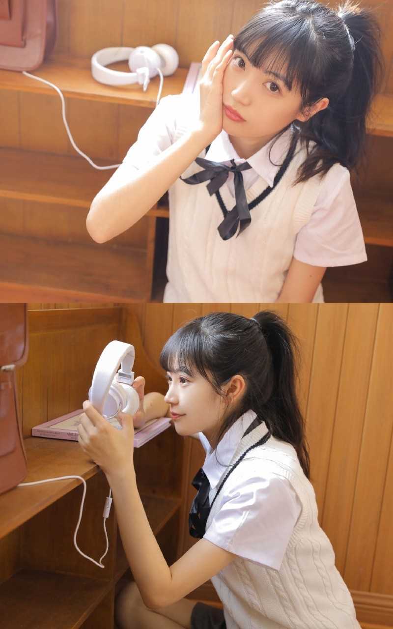 高清单马尾日系清纯温婉甜美少女阳光笑容惑图册