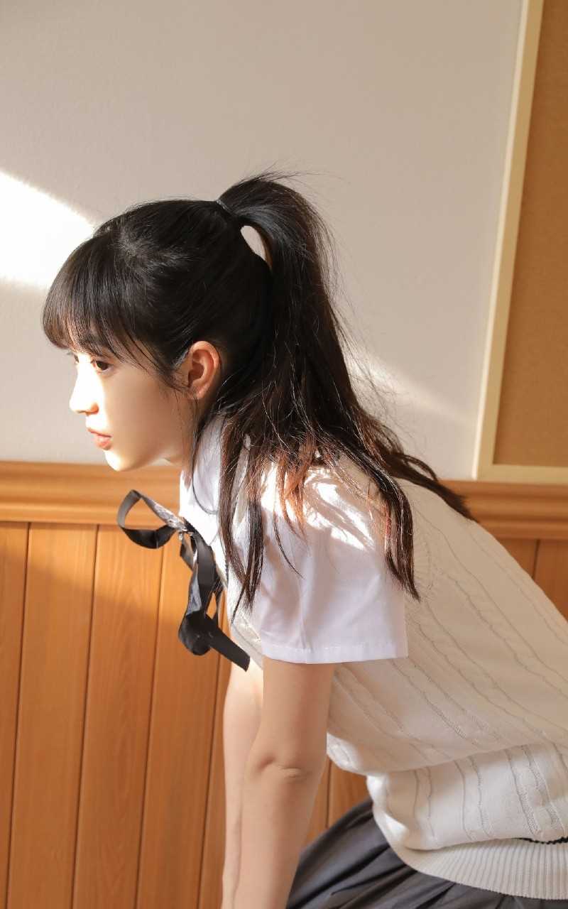 高清单马尾日系清纯温婉甜美少女阳光笑容惑图册
