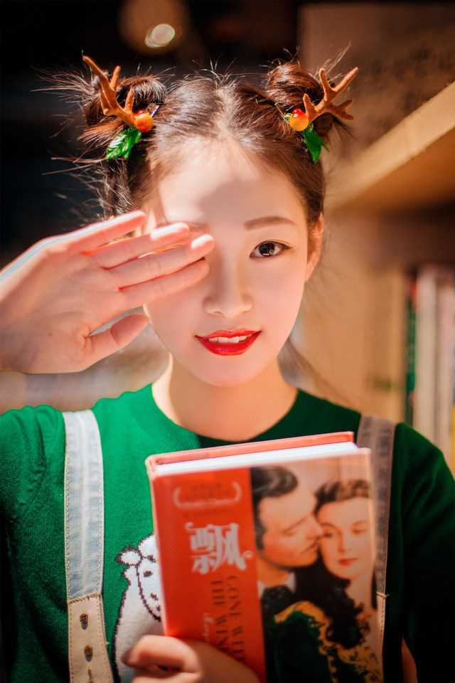 鹿角少女图书馆清纯唯美图片合集