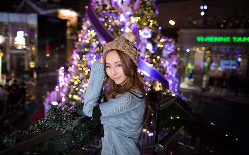 清纯长发女孩夜拍桌面壁纸大全