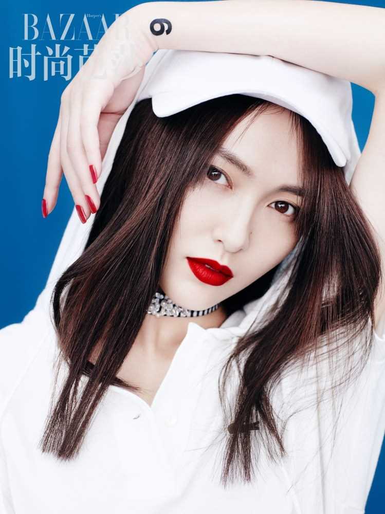 优质唐嫣齐肩发型搭配红唇妆容时尚满分相册