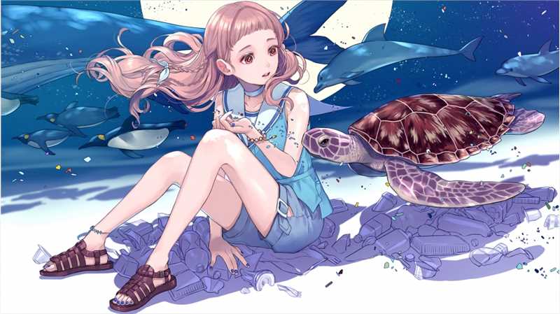 优质粉色头发甜美女孩唯美大海奇遇漫画图片相册