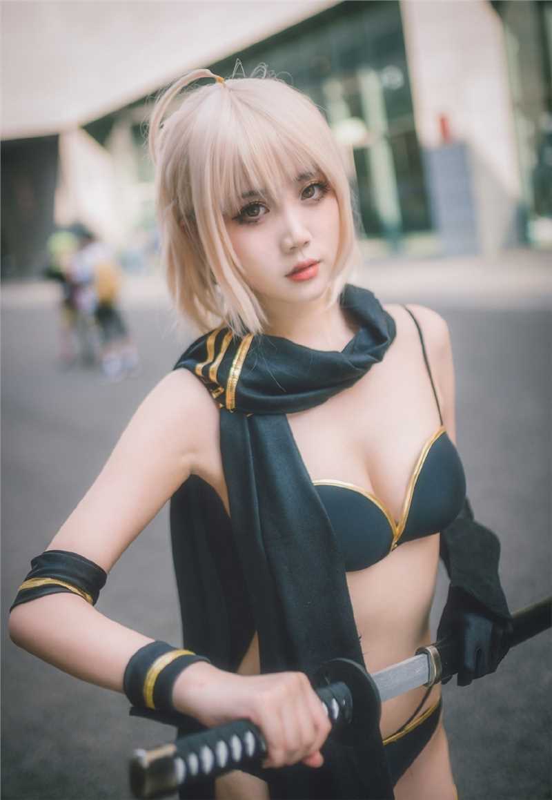 高清FGO冲田总司泳装cosplay美女图集
