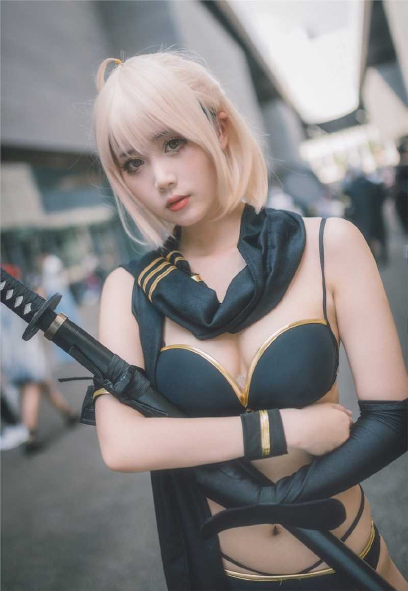 高清FGO冲田总司泳装cosplay美女图集