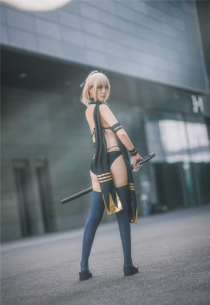 高清FGO冲田总司泳装cosplay美女图集
