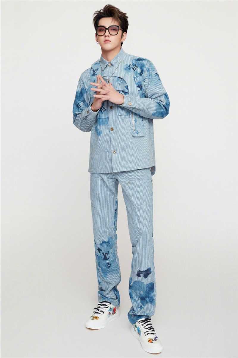 精选吴亦凡lv条纹走秀款衬衫潮流时尚图片图册