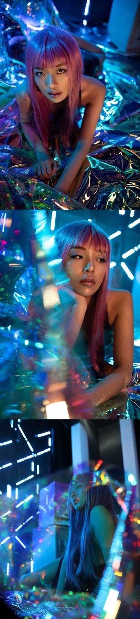时尚小美女赛博朋克风光影大片