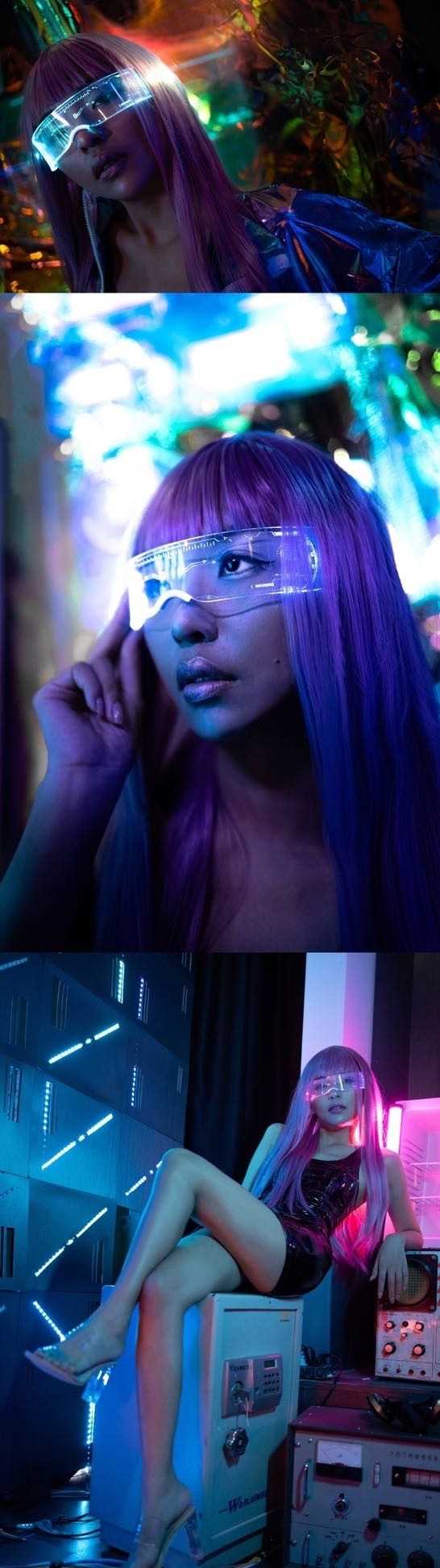 时尚小美女赛博朋克风光影大片