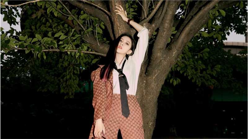 特别专辑宋妍霏cc粉色挂耳染白衬衫痞气美女时尚图片图片