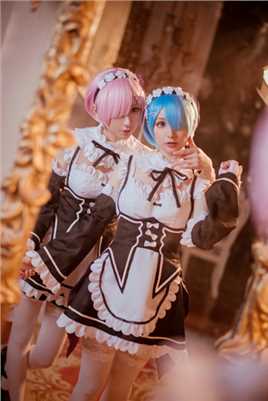 优质动漫美女姐妹花拉姆雷姆女仆服cosplay图片