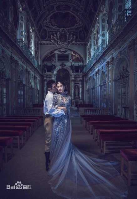 杨颖(Angelababy)婚纱照前后照片