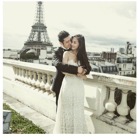 杨颖(Angelababy)婚纱照前后照片