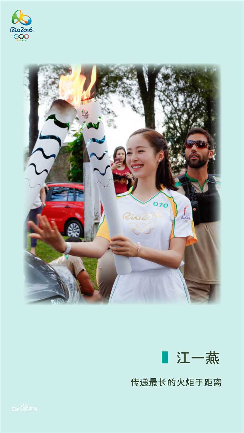 江一燕里约奥运火炬手前后照片