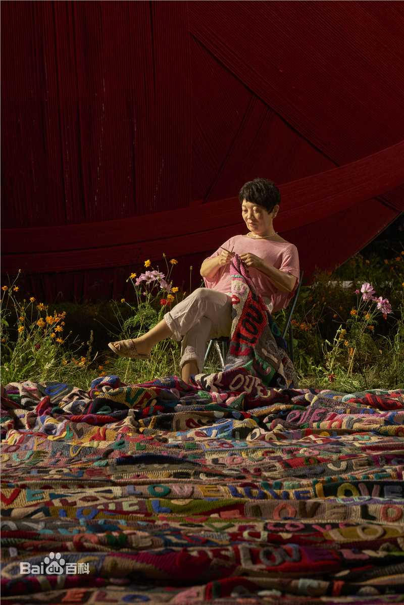 《我的母亲和我的家乡》装置 毛线、玻璃钢、硅胶1600x600cm 2012