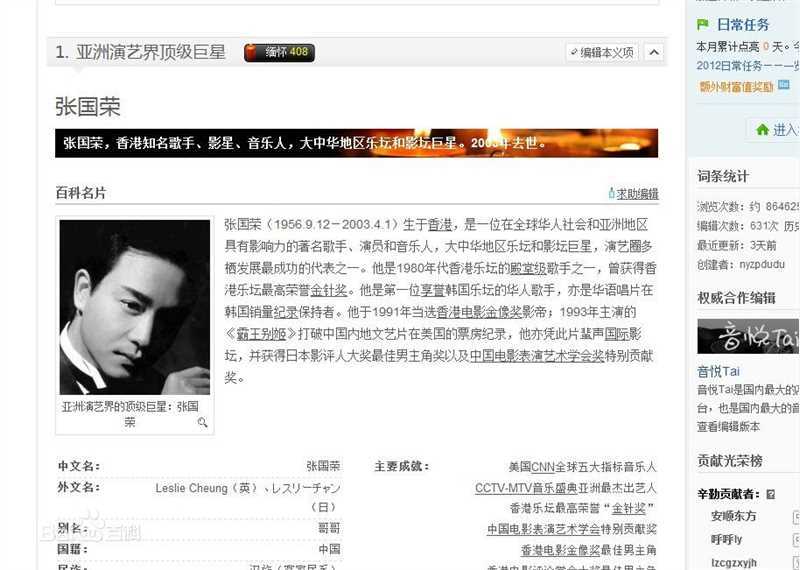 精选张国荣（原名张发宗）(Leslie Cheung（英）、レスリーチャン（日）)精彩图册