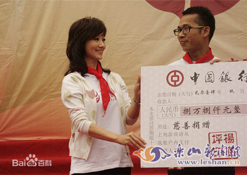 赵雅芝(Angie Chiu)来乐山献爱心前后照片