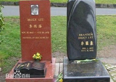 李小龙(Bruce Lee（英语）、ブルース.リー（日语）、 （朝鲜语))父子墓地生活照