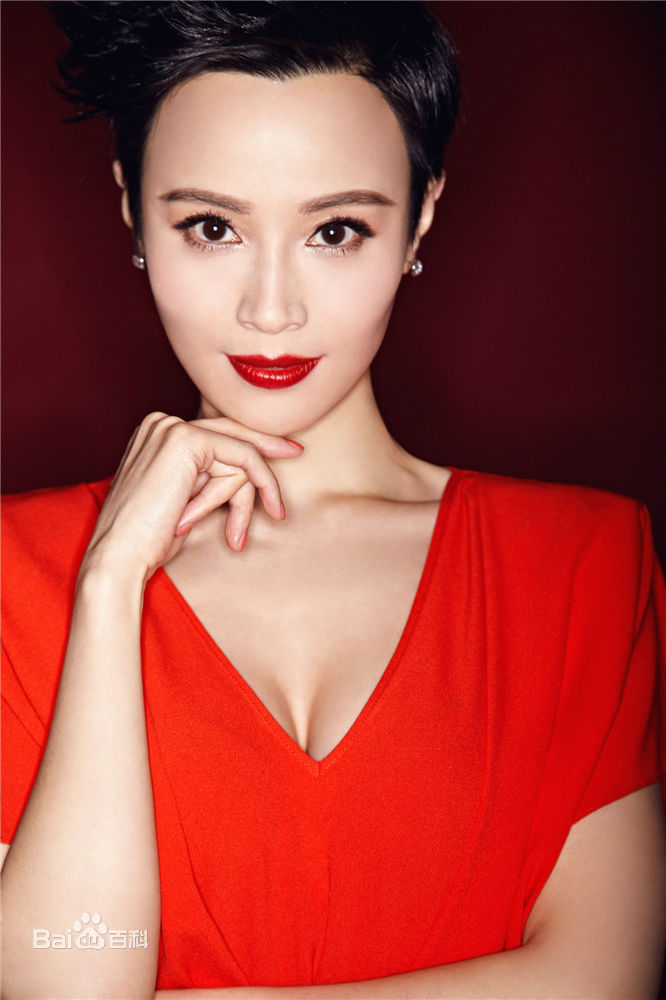 石筱群最新烈焰红唇贺岁壁纸