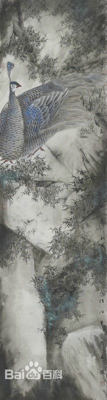 赵治平条屏花鸟作品前后照片