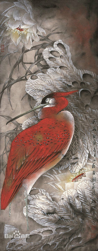 赵治平条屏花鸟作品前后照片