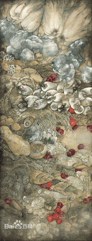 赵治平条屏花鸟作品前后照片