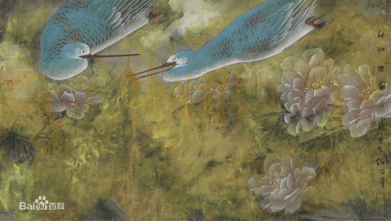 赵治平花鸟作品前后照片