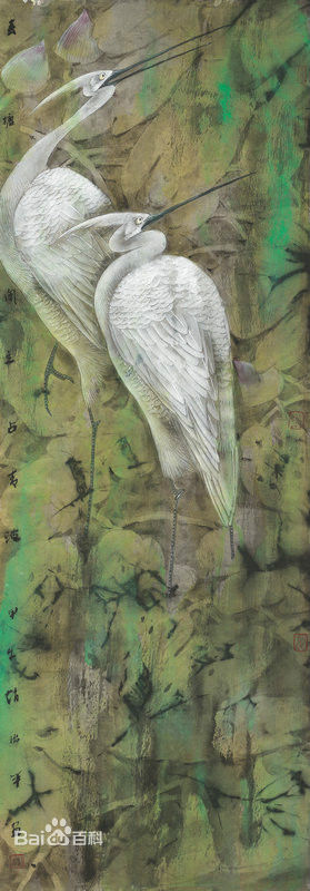 赵治平花鸟作品前后照片