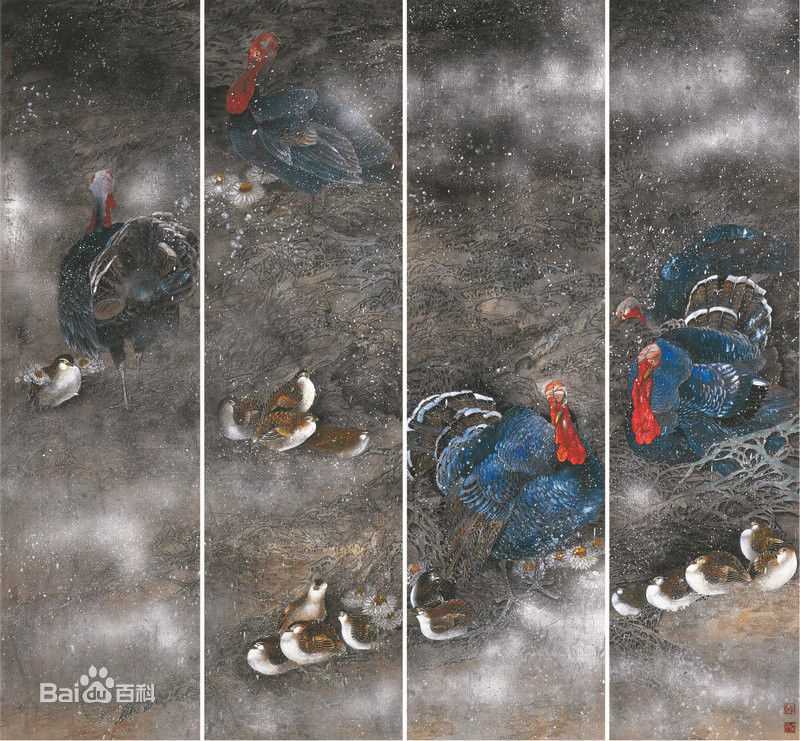 赵治平花鸟四条屏作品壁纸壁纸