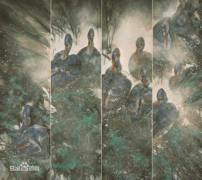 赵治平花鸟四条屏作品壁纸壁纸