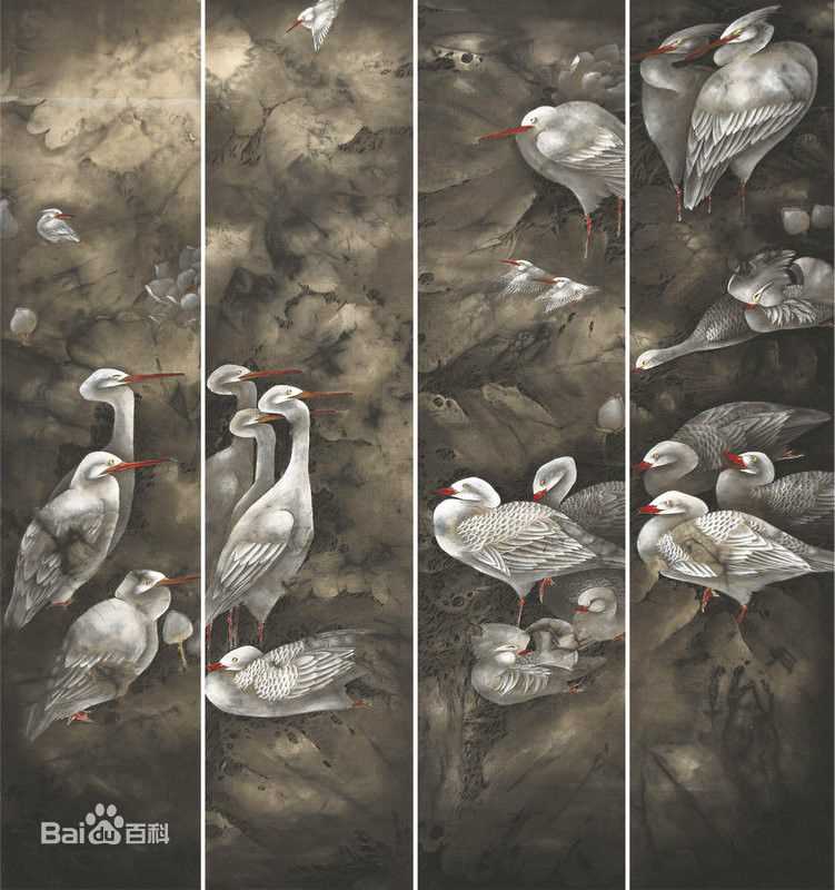 赵治平花鸟四条屏作品壁纸壁纸