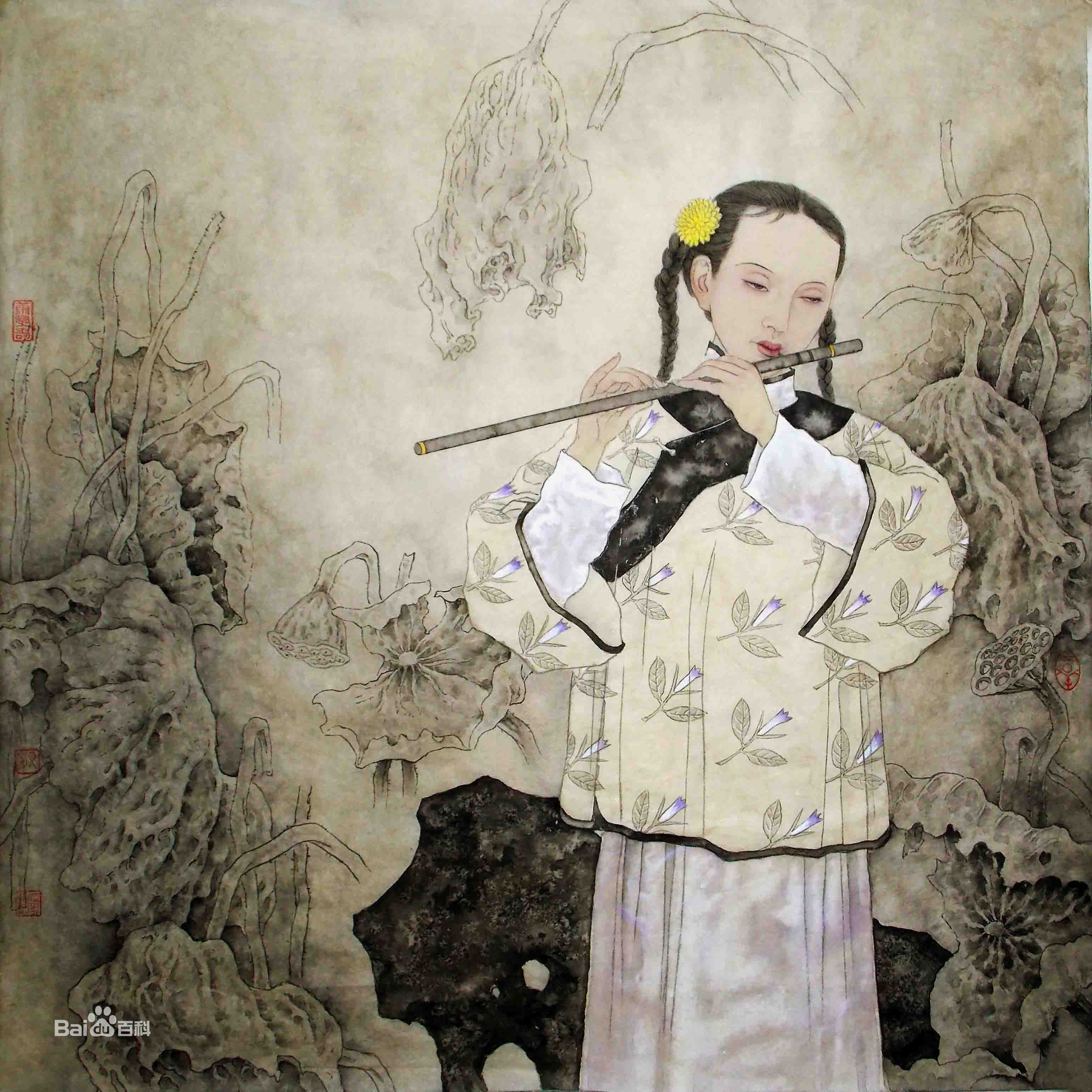 彭宇著名画家工笔及创作画作品欣赏前后照片