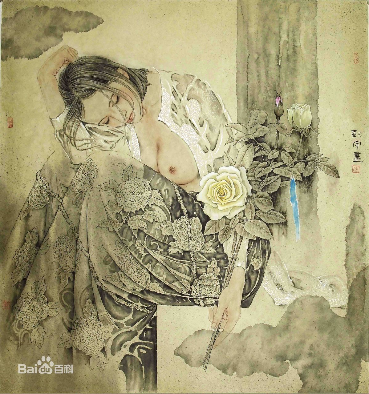 彭宇著名画家工笔及创作画作品欣赏前后照片