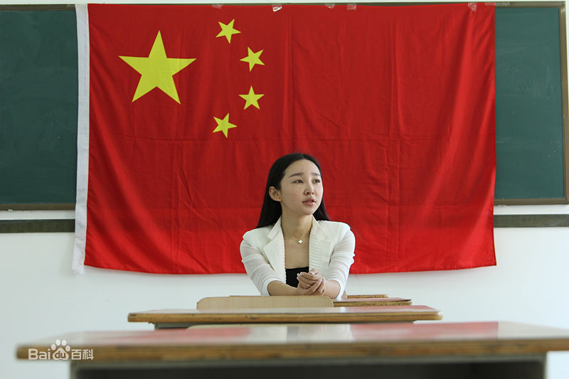 王芳我和国旗合个影前后照片