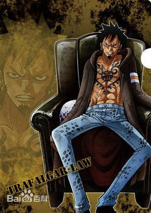 特拉法尔加·罗（特拉法尔加·D·瓦铁尔·罗）(Trafalgar Law（Trafalgar D Water Law）<br>トラファルガー ロー（トラファルガー D ワーテル ロー）)罗被绑在红心座位上素颜照壁纸