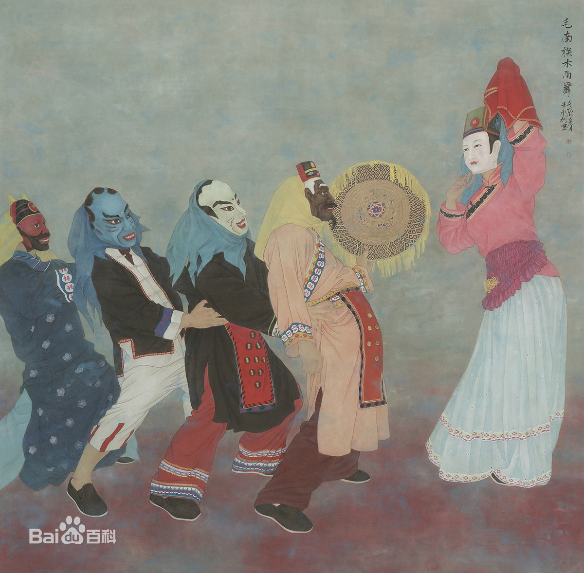 王永利工笔人物作品前后照片