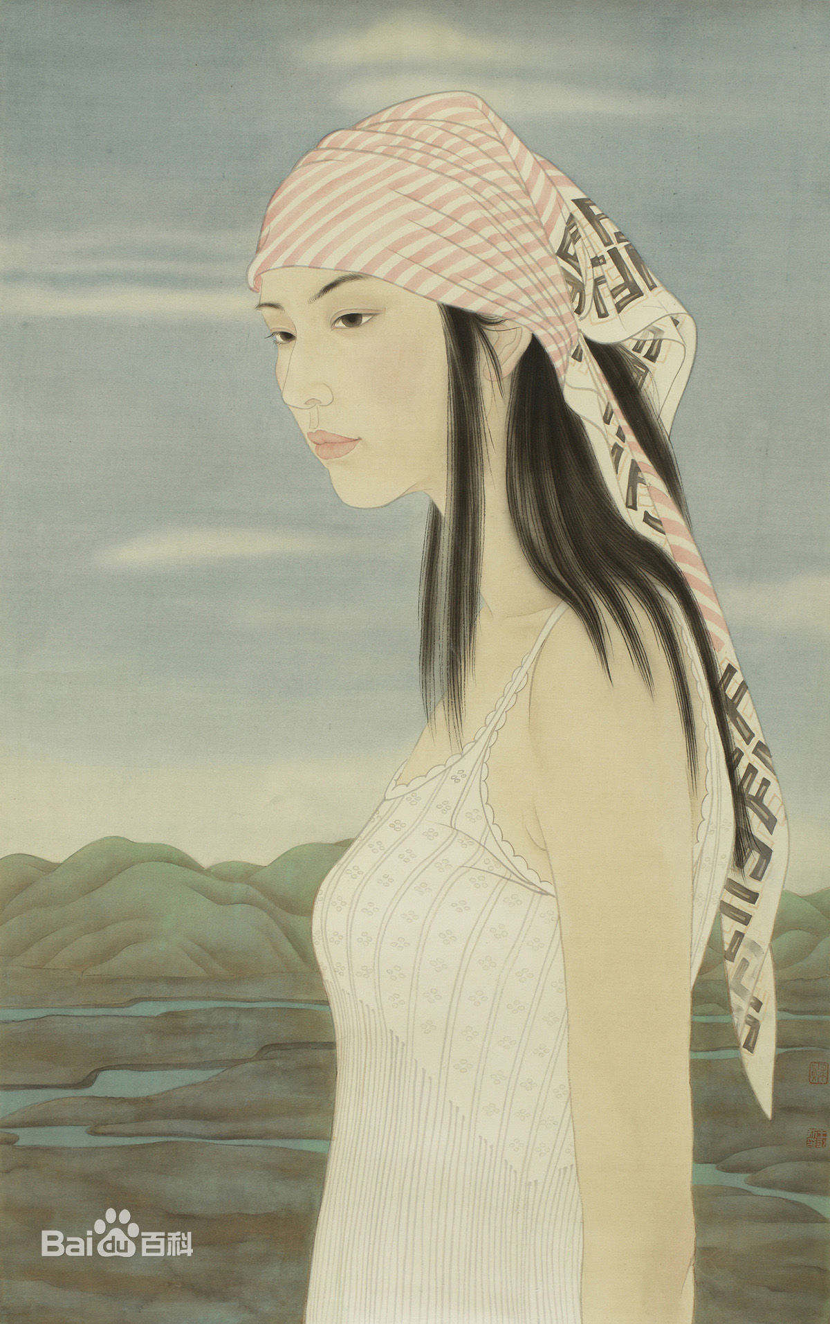 王永利工笔人物作品前后照片