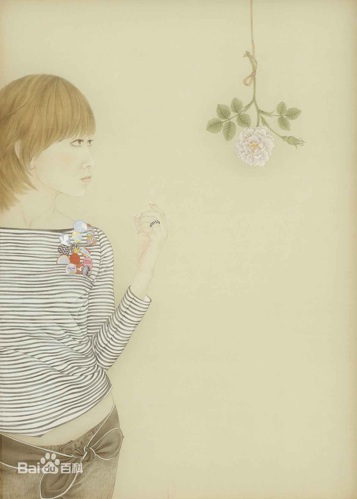 王永利工笔人物作品前后照片