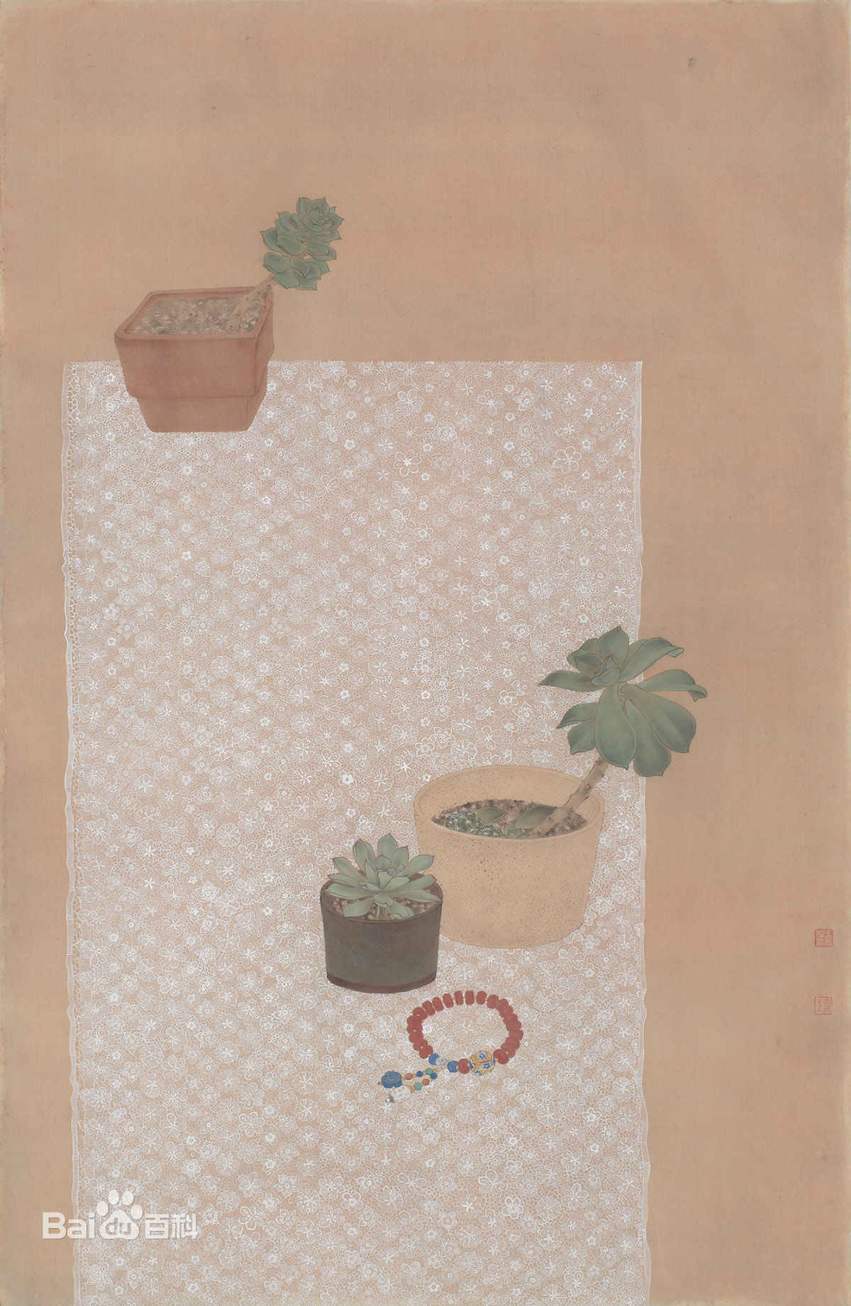 王永利工笔人物作品前后照片