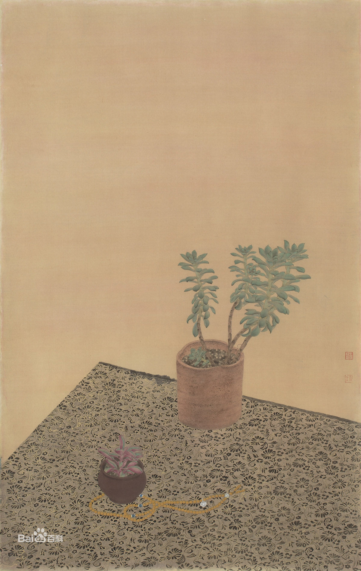 王永利工笔人物作品前后照片