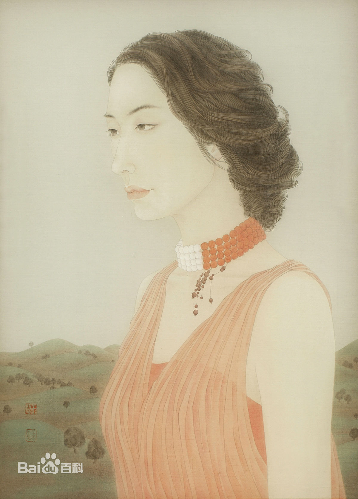 王永利工笔人物作品前后照片