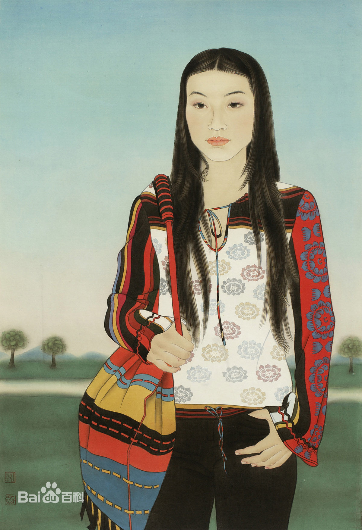 王永利工笔人物作品前后照片