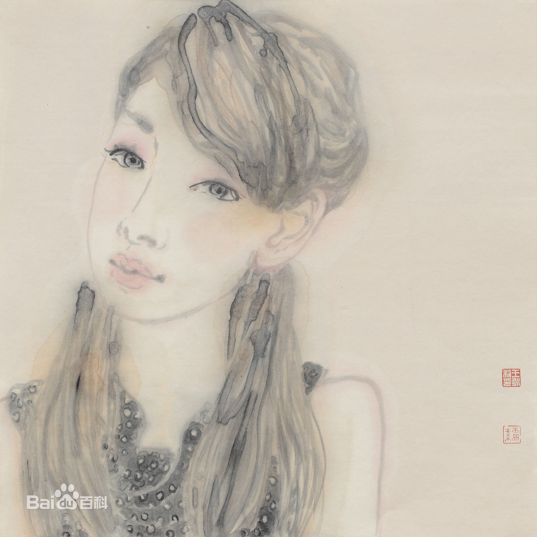 王永利水墨人物作品系列一前后照片