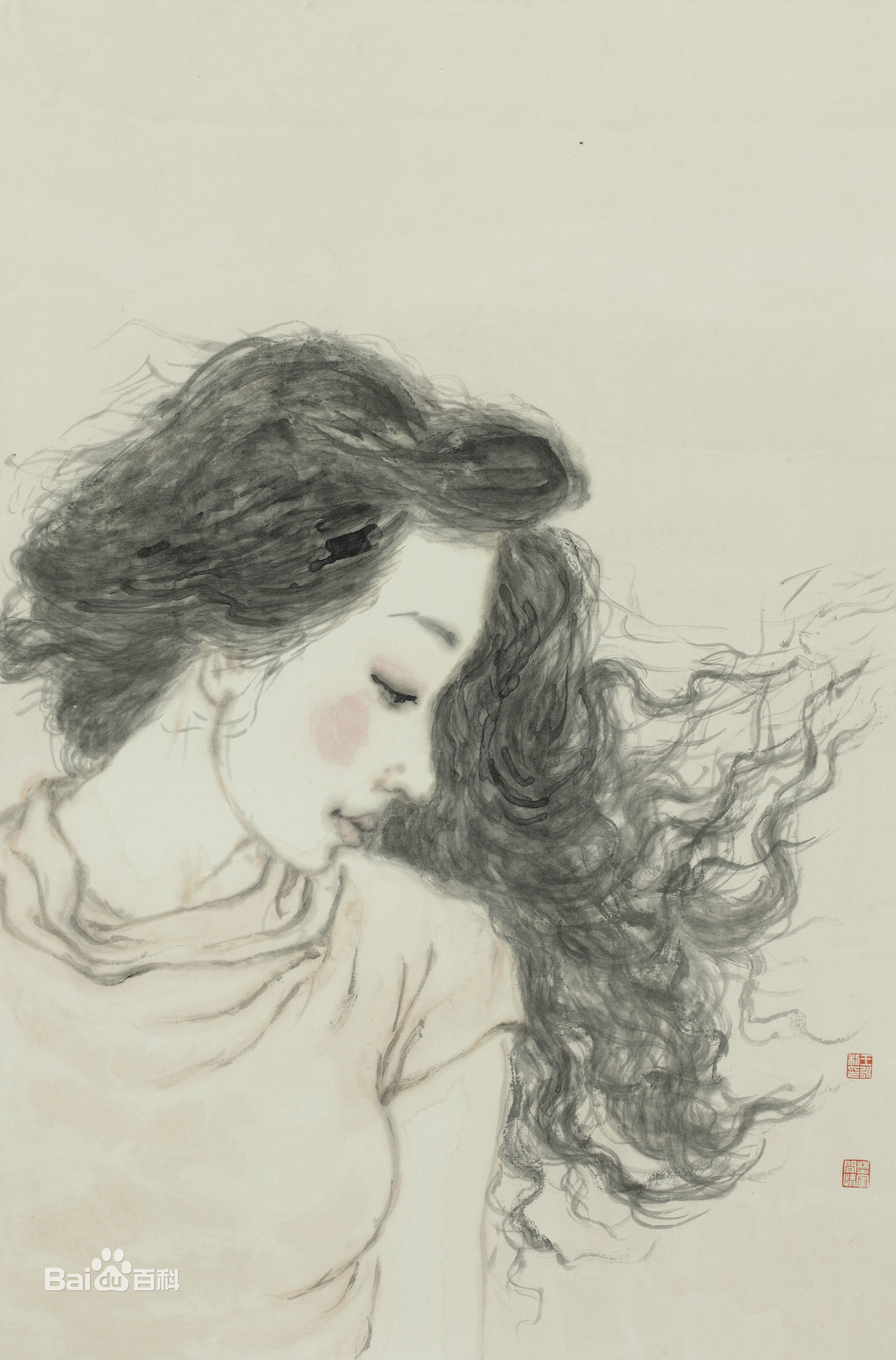 王永利水墨人物作品系列一前后照片