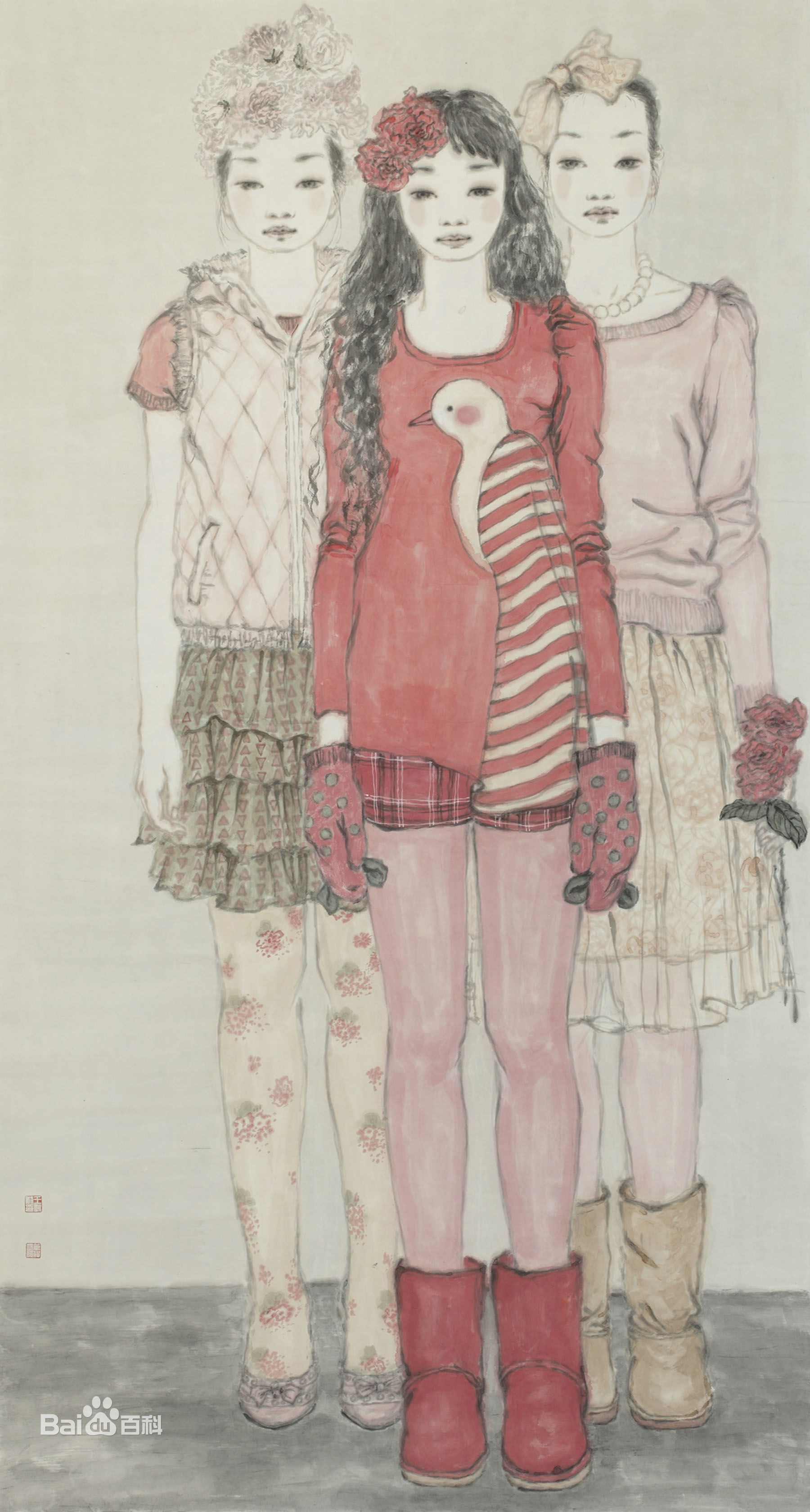 王永利水墨人物作品系列一前后照片