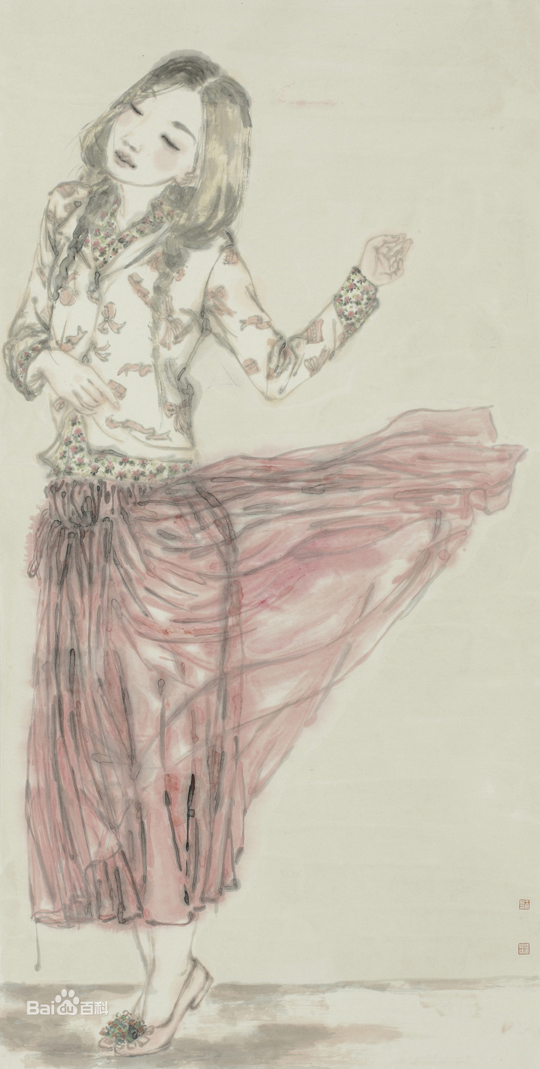 王永利水墨人物作品系列一前后照片