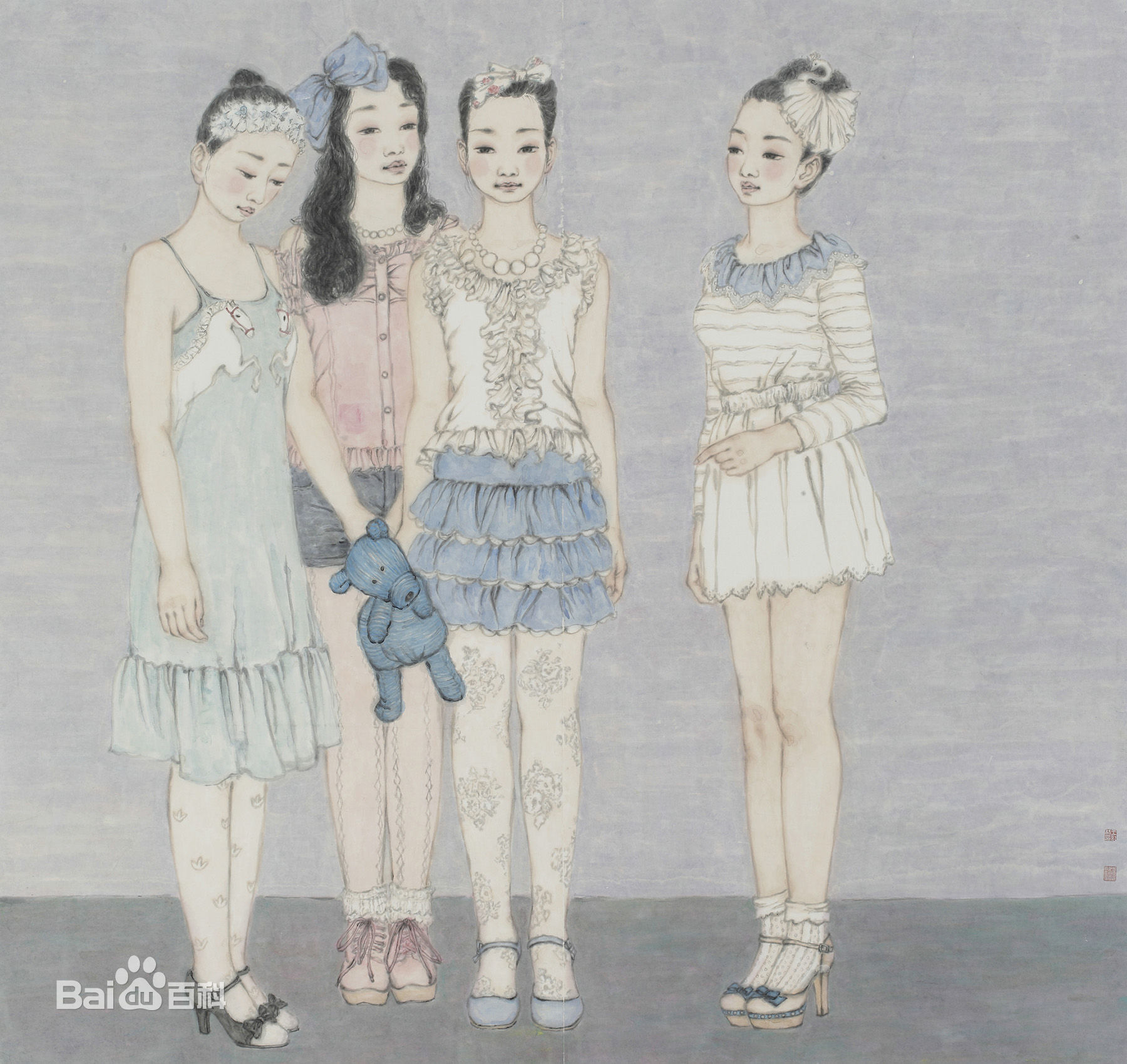 王永利水墨人物作品系列一前后照片