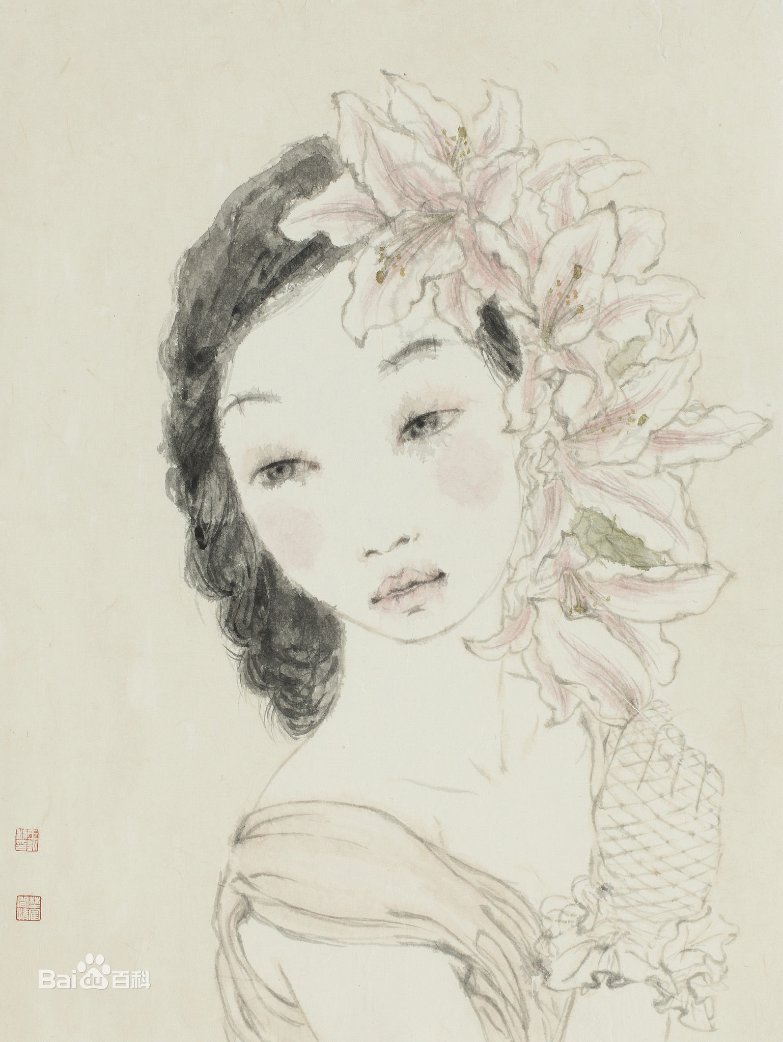 王永利水墨人物作品系列三素颜照壁纸